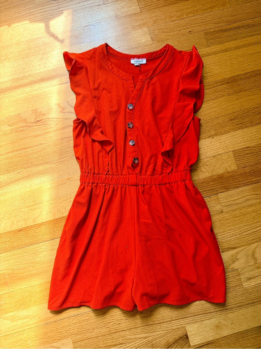 ANDREE BY UNIT Red Ruffle Sleeve Romper